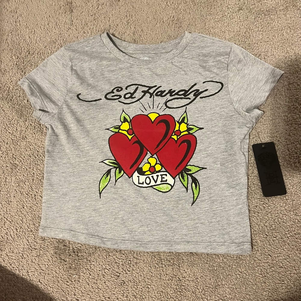 NWT! Ed Hardy Cropped tee
